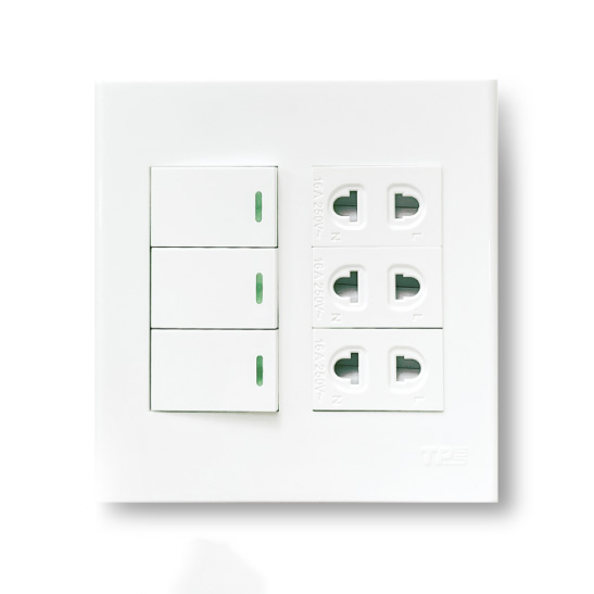 Full - Bệ 3 Ổ Cắm 3 Công Tắc
